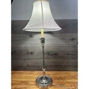 RALPH Lauren Chrome Candlestick Table Lamp 34” with Shade